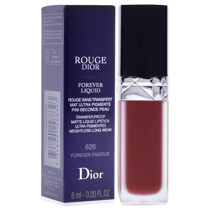 Dior Christian Rouge Forever Liquid Matte - 626 Forever Famous Lipstick Women 0.2 oz