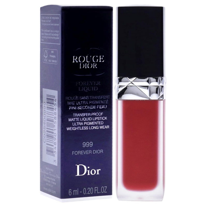 Christian Dior Rouge Forever Liquid Matte Lipstick - 999 Matte Forever Lipstick for Women 0.2 oz